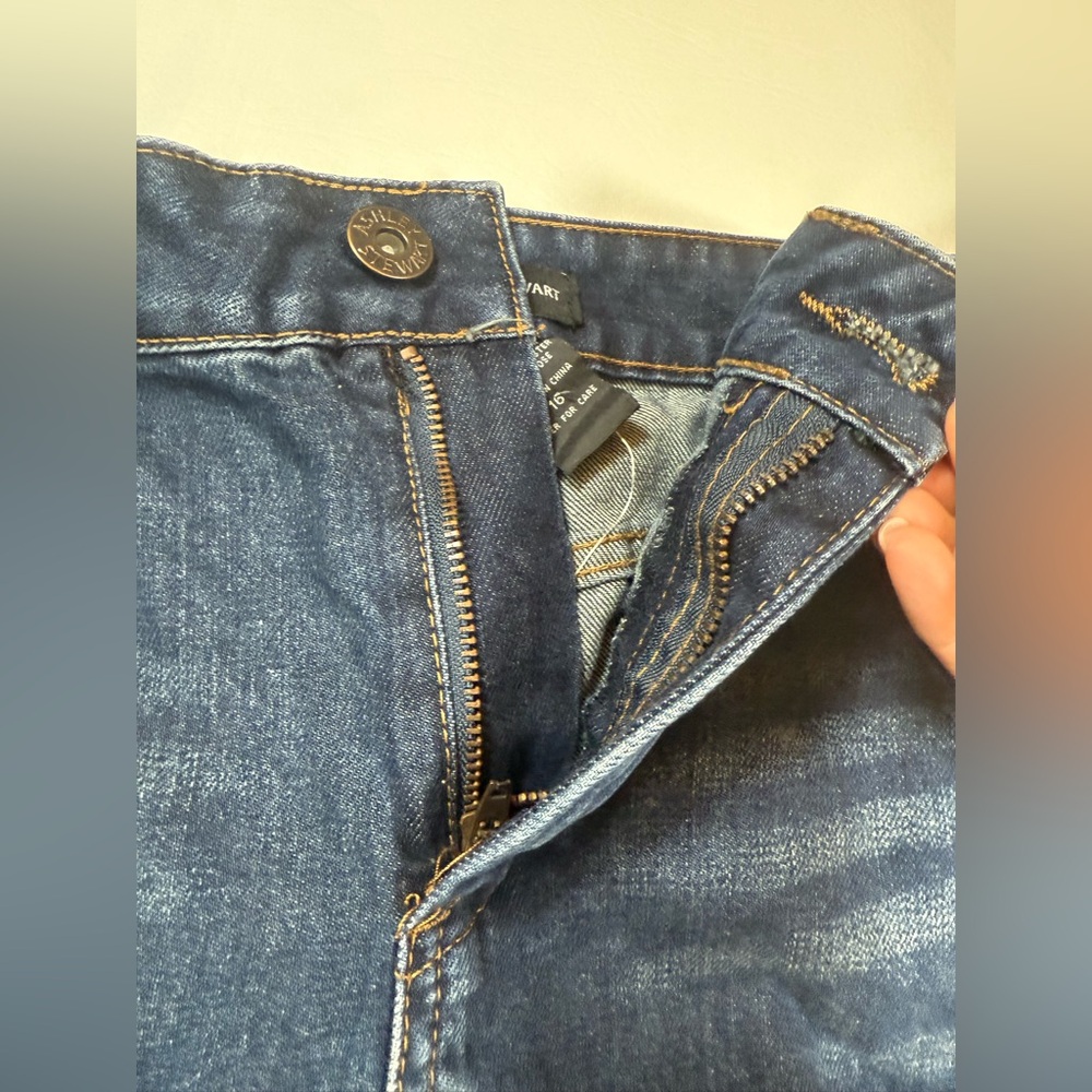Ashley Stewart factory Distressed Asymmetrical dark blue Denim Skirt 16 (bin W) - Picture 8 of 8